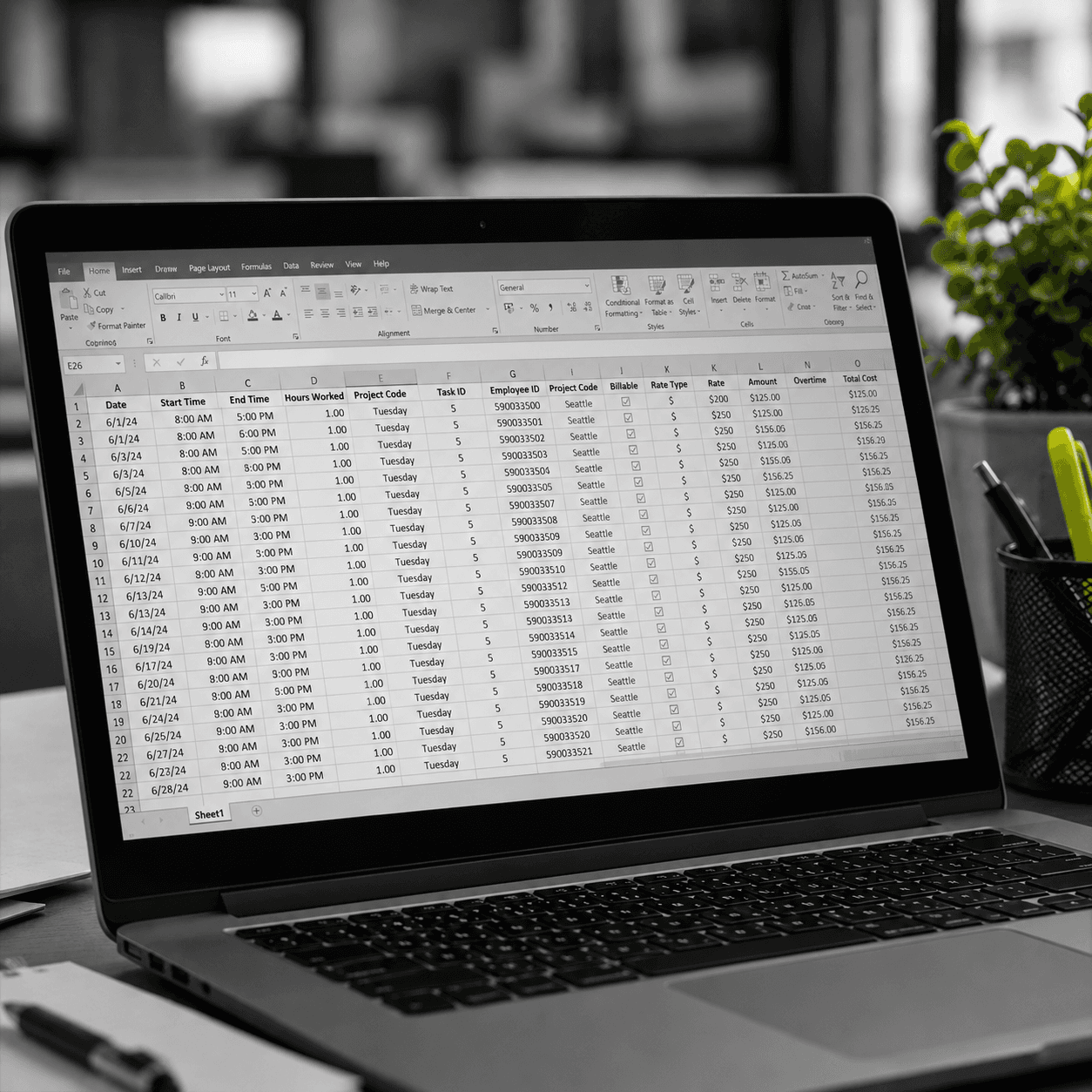 A spreadsheet being used to manually track property issues
